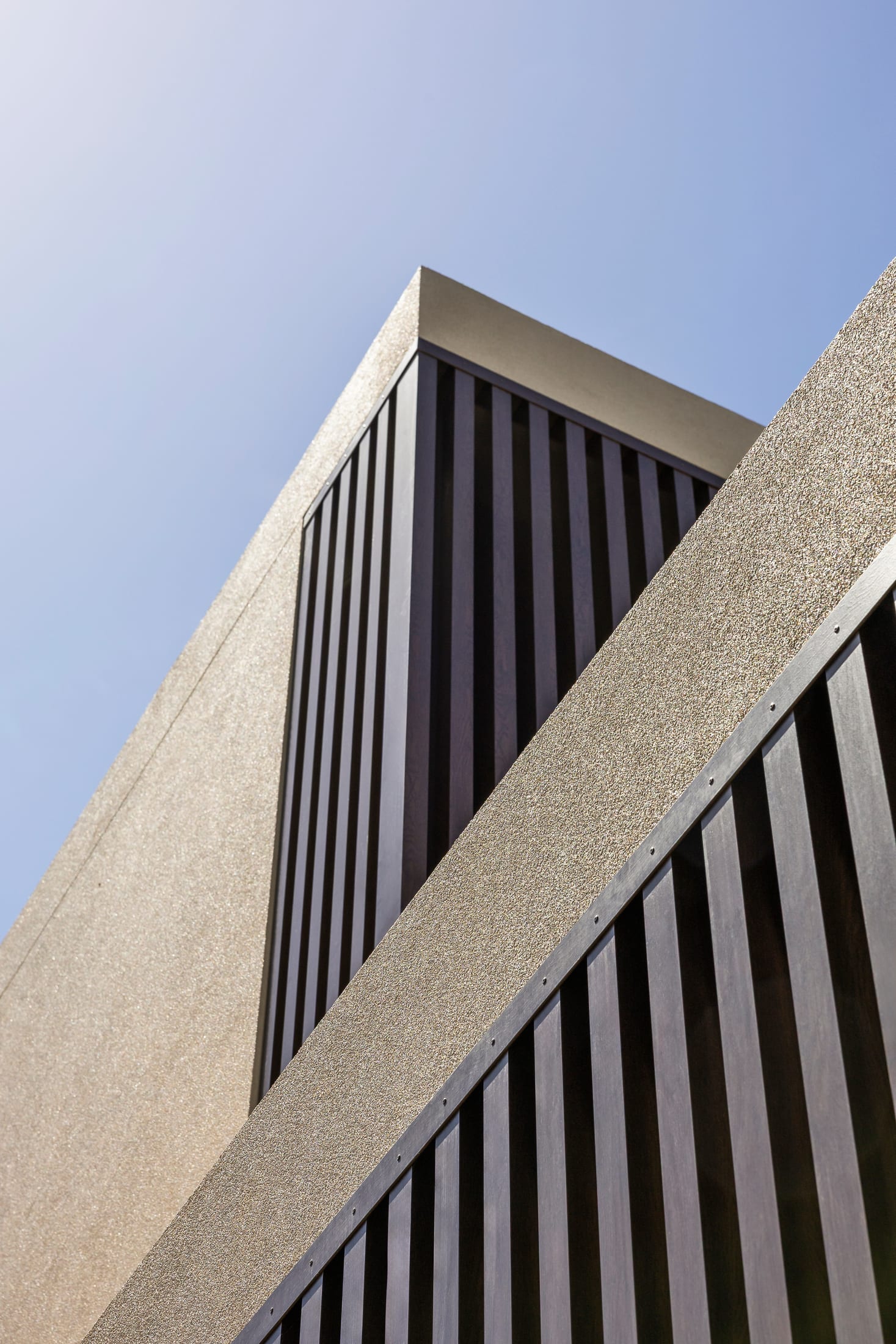 Burnt Oak timber-look battens on a contemporary facade